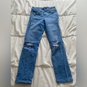 Uniqlo Blue Straight-Leg Distressed Women's Jeans